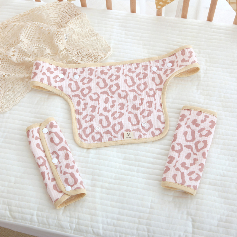 Prosop de salivă din bumbac pentru nou-născuți, cu bretele la umăr, 4 straturi, imprimeu cu desene animate