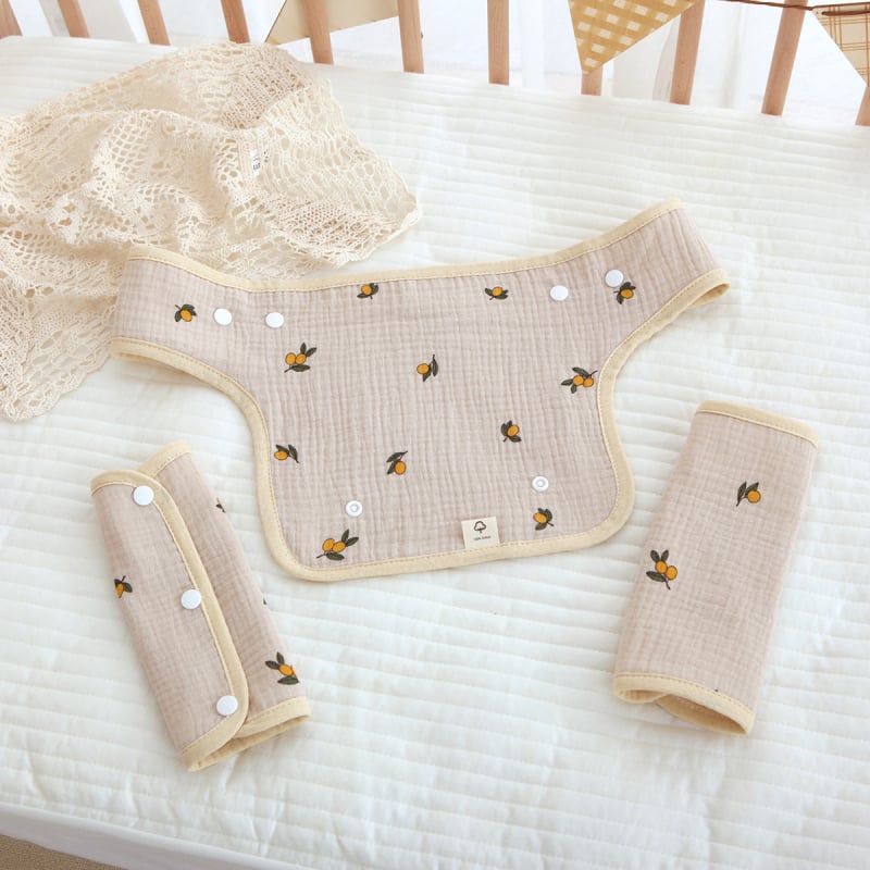 Prosop de salivă din bumbac pentru nou-născuți, cu bretele la umăr, 4 straturi, imprimeu cu desene animate