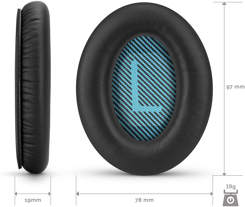 Ausu spilventiņi Bose QC35 QC25 QC15 - PU āda, OEM, saderīgs ar Bose QC35