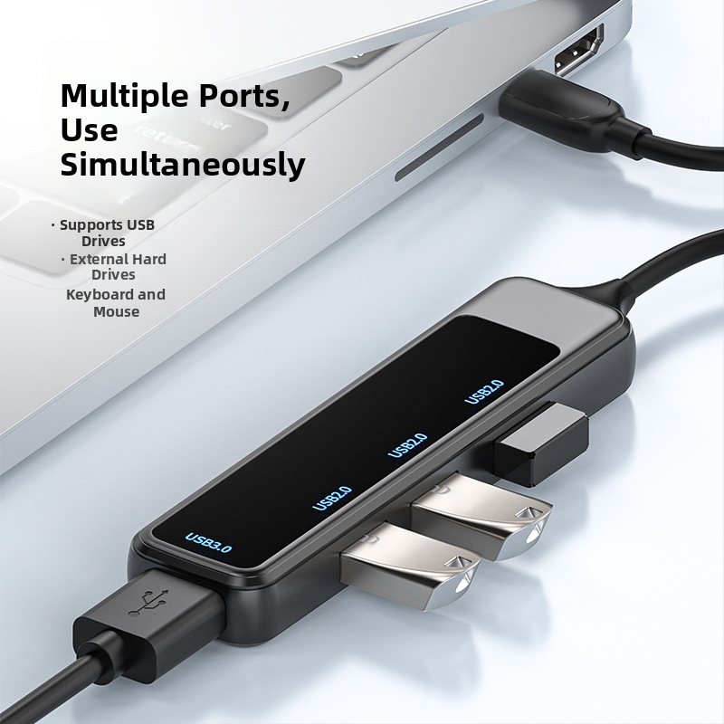 H-388 USB rozšírená dok s externým napájaním, USB 3.0 hub, 1–4 porty, Type-C čítačka kariet