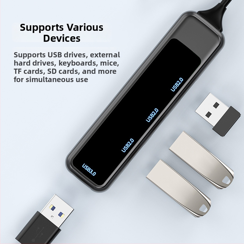 H-388 USB rozšírená dok s externým napájaním, USB 3.0 hub, 1–4 porty, Type-C čítačka kariet
