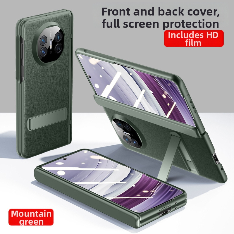 Huawei Mate X5 flip korpuss no mākslīgās ādas, minimālistisks biznesa stils, mākslīgā āda, elektroplatinga apdare, triecienizturīgs, pret kritieniem, siltuma vadīšana