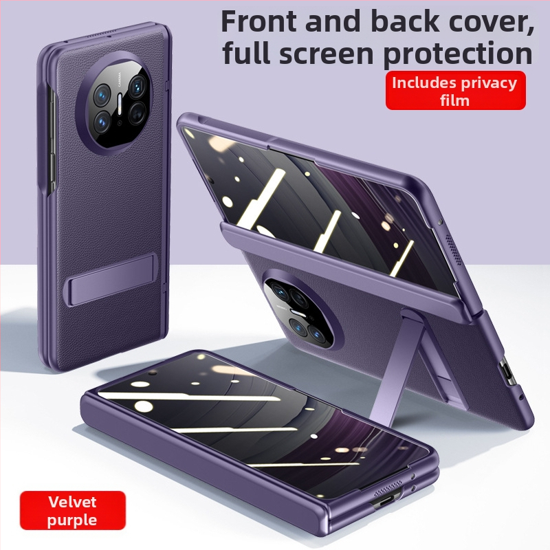 Huawei Mate X5 flip korpuss no mākslīgās ādas, minimālistisks biznesa stils, mākslīgā āda, elektroplatinga apdare, triecienizturīgs, pret kritieniem, siltuma vadīšana