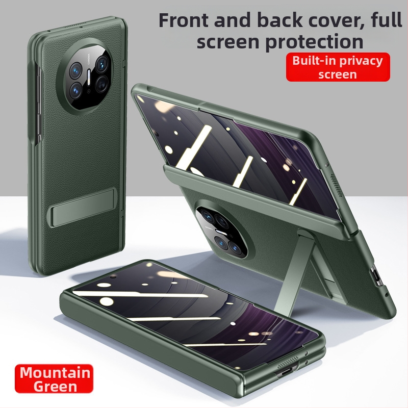 Huawei Mate X5 flip korpuss no mākslīgās ādas, minimālistisks biznesa stils, mākslīgā āda, elektroplatinga apdare, triecienizturīgs, pret kritieniem, siltuma vadīšana