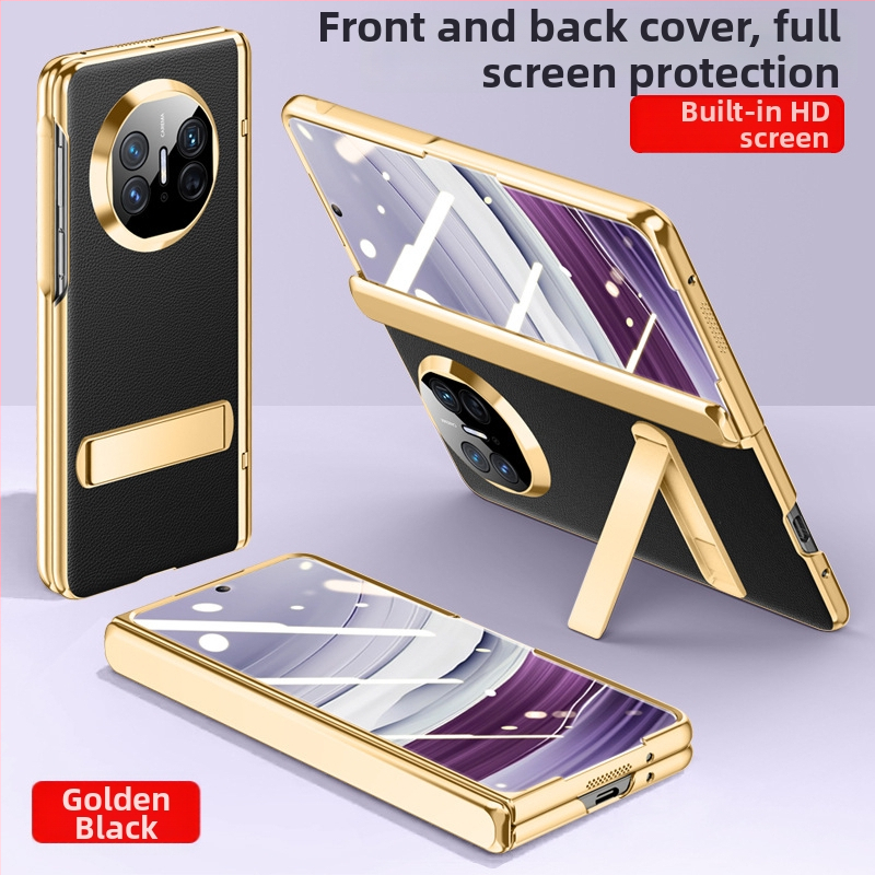 Huawei Mate X5 flip korpuss no mākslīgās ādas, minimālistisks biznesa stils, mākslīgā āda, elektroplatinga apdare, triecienizturīgs, pret kritieniem, siltuma vadīšana