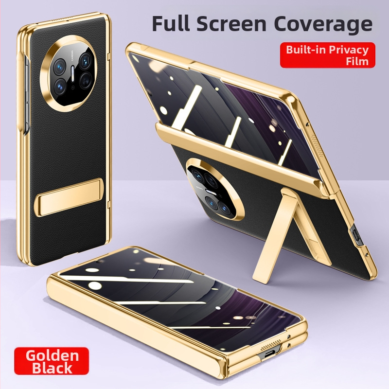 Huawei Mate X5 flip korpuss no mākslīgās ādas, minimālistisks biznesa stils, mākslīgā āda, elektroplatinga apdare, triecienizturīgs, pret kritieniem, siltuma vadīšana