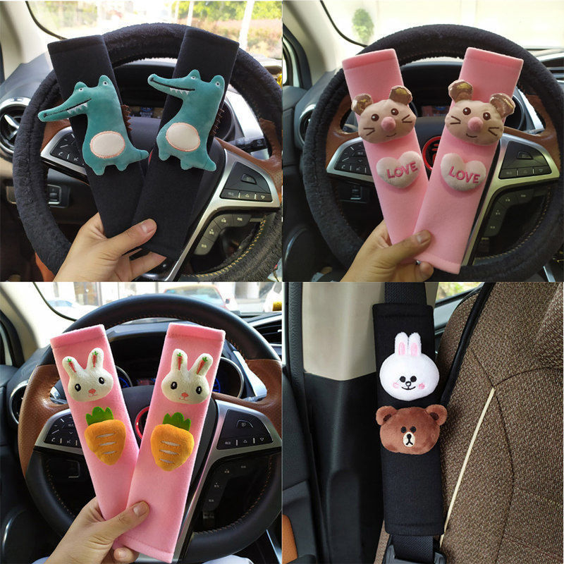 Κάλυμμα ώμου ζώνης αυτοκινήτου - Μαλακό φλάνελ, Χαριτωμένο σχέδιο κινούμενου σχεδίου, Unisex, Χωρίς εξατομίκευση