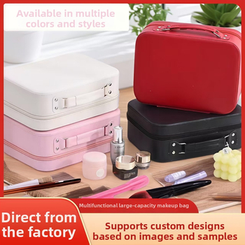 Geantă de machiaj din PU, impermeabilă, portabilă, cu capacitate extensibilă, închidere cu fermoar