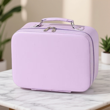Geantă de machiaj din PU, impermeabilă, portabilă, cu capacitate extensibilă, închidere cu fermoar