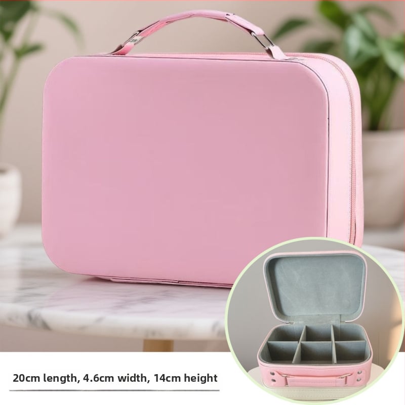 Geantă de machiaj din PU, impermeabilă, portabilă, cu capacitate extensibilă, închidere cu fermoar