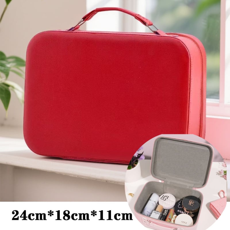 Geantă de machiaj din PU, impermeabilă, portabilă, cu capacitate extensibilă, închidere cu fermoar