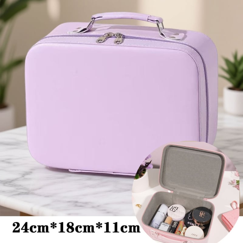 Geantă de machiaj din PU, impermeabilă, portabilă, cu capacitate extensibilă, închidere cu fermoar
