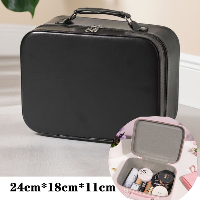 Geantă de machiaj din PU, impermeabilă, portabilă, cu capacitate extensibilă, închidere cu fermoar