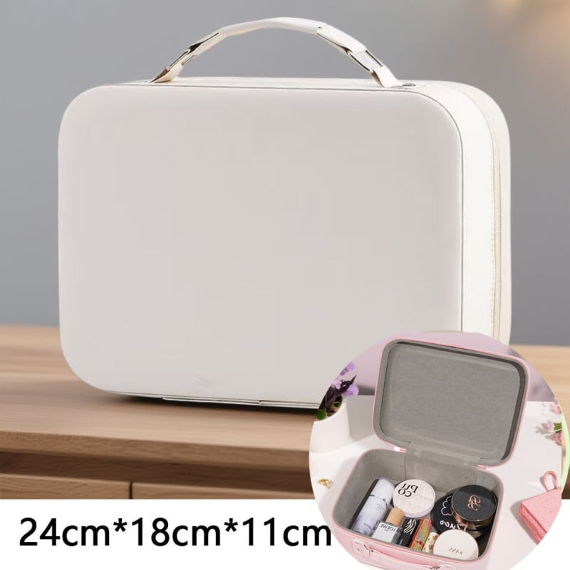 Geantă de machiaj din PU, impermeabilă, portabilă, cu capacitate extensibilă, închidere cu fermoar