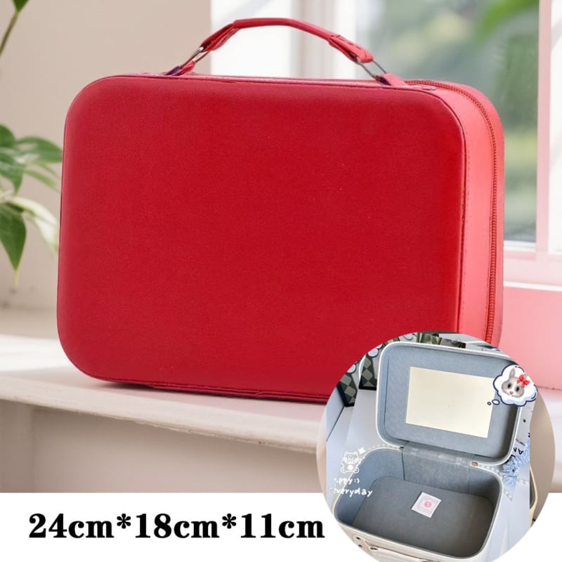 Geantă de machiaj din PU, impermeabilă, portabilă, cu capacitate extensibilă, închidere cu fermoar