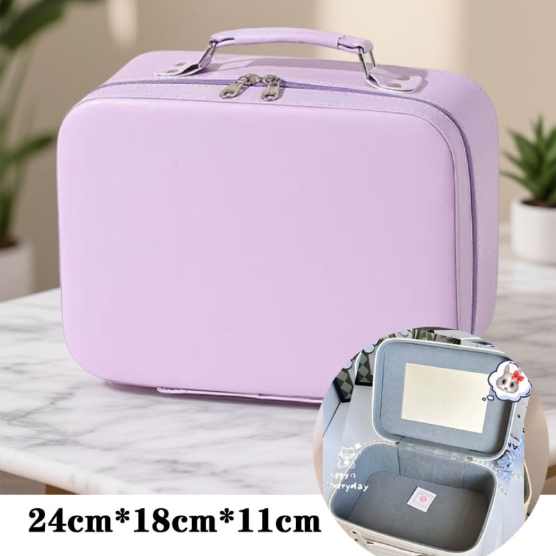 Geantă de machiaj din PU, impermeabilă, portabilă, cu capacitate extensibilă, închidere cu fermoar