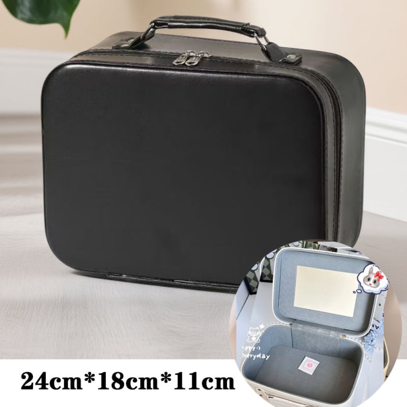 Geantă de machiaj din PU, impermeabilă, portabilă, cu capacitate extensibilă, închidere cu fermoar