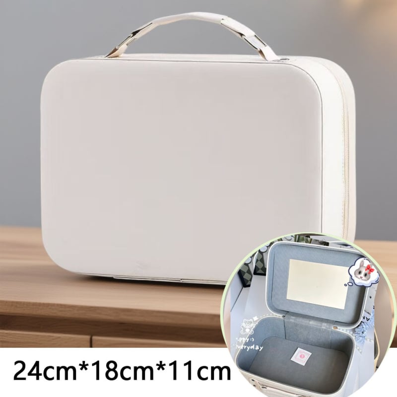 Geantă de machiaj din PU, impermeabilă, portabilă, cu capacitate extensibilă, închidere cu fermoar