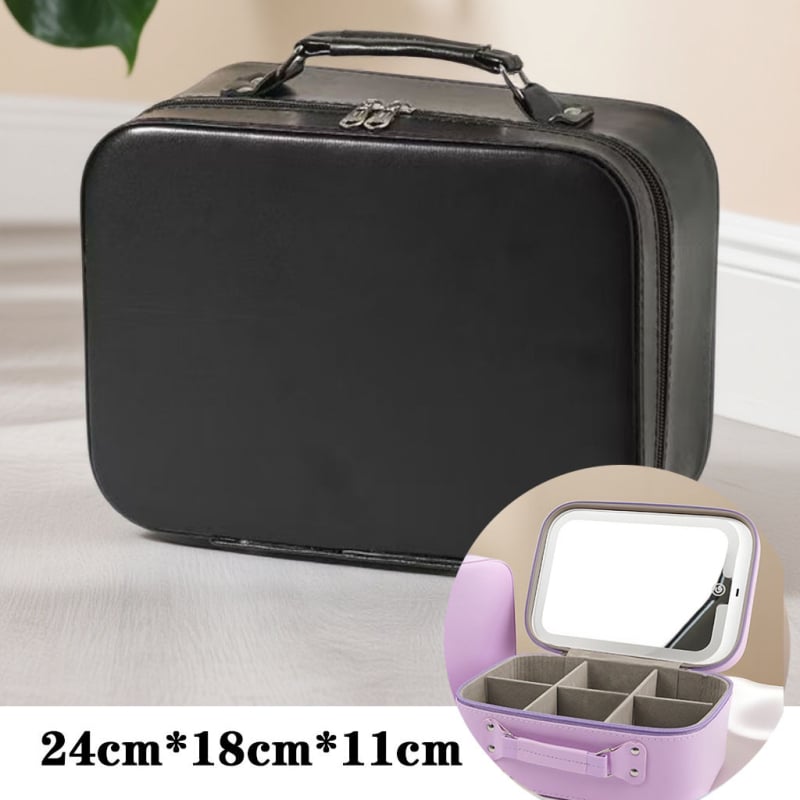 Geantă de machiaj din PU, impermeabilă, portabilă, cu capacitate extensibilă, închidere cu fermoar