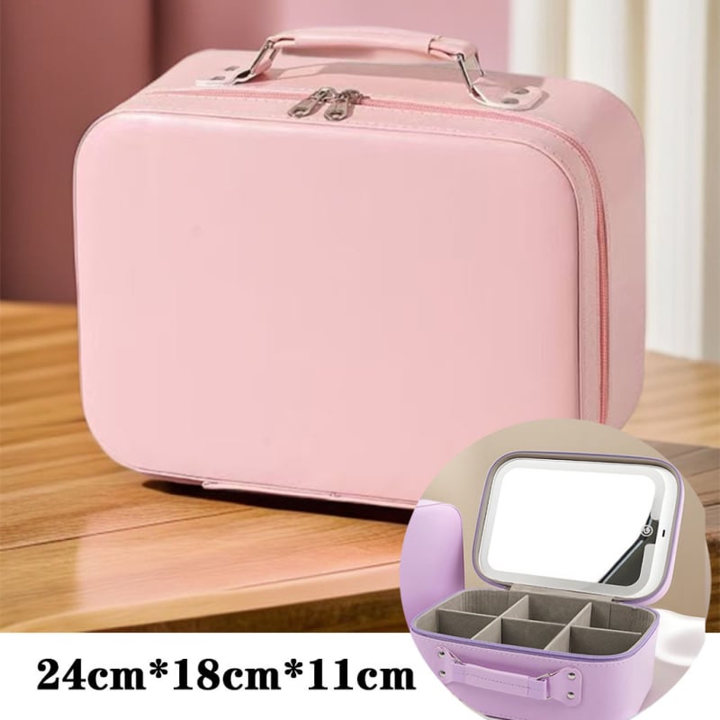 Geantă de machiaj din PU, impermeabilă, portabilă, cu capacitate extensibilă, închidere cu fermoar