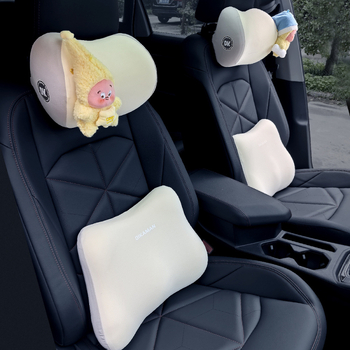 Автомобилна възглавничка за врата с паметна пяна, външен изкуствен плюш, универсална съвместимост, всесезонен пълнител от синтетични влакна, стил карикатура