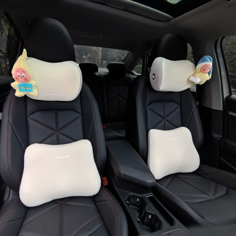 Автомобилна възглавничка за врата с паметна пяна, външен изкуствен плюш, универсална съвместимост, всесезонен пълнител от синтетични влакна, стил карикатура