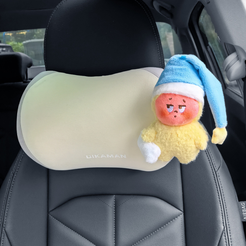 Автомобилна възглавничка за врата с паметна пяна, външен изкуствен плюш, универсална съвместимост, всесезонен пълнител от синтетични влакна, стил карикатура