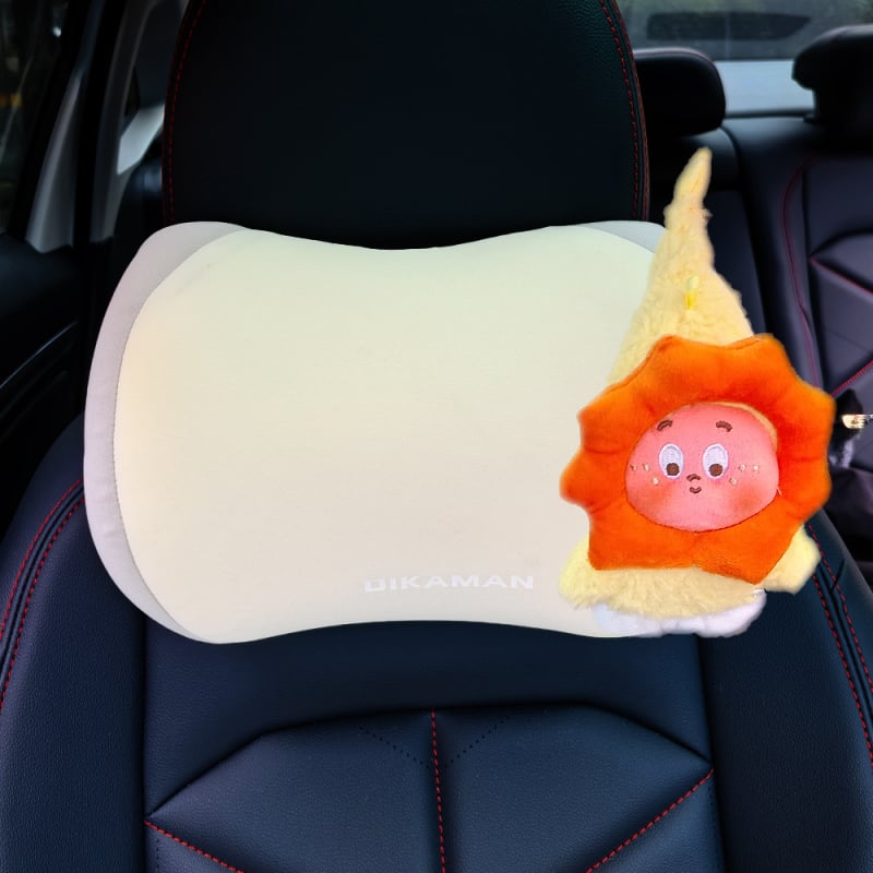 Автомобилна възглавничка за врата с паметна пяна, външен изкуствен плюш, универсална съвместимост, всесезонен пълнител от синтетични влакна, стил карикатура