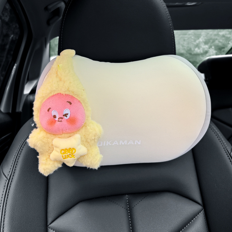Автомобилна възглавничка за врата с паметна пяна, външен изкуствен плюш, универсална съвместимост, всесезонен пълнител от синтетични влакна, стил карикатура