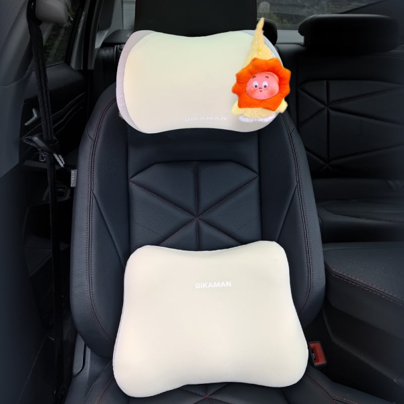 Автомобилна възглавничка за врата с паметна пяна, външен изкуствен плюш, универсална съвместимост, всесезонен пълнител от синтетични влакна, стил карикатура