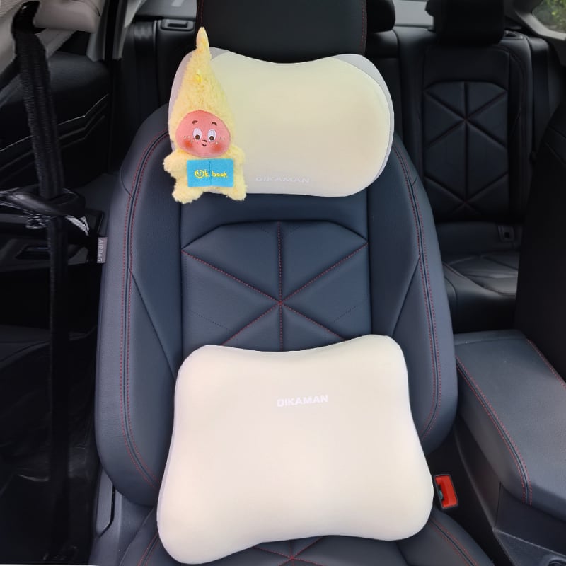 Автомобилна възглавничка за врата с паметна пяна, външен изкуствен плюш, универсална съвместимост, всесезонен пълнител от синтетични влакна, стил карикатура