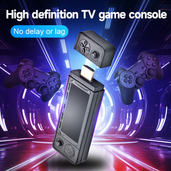 Nostalgijas Android mājas spēļu konsole ar bezvadu HDMI izeju uz televizoru, PSP‑stila džojsters, 64/128/256 GB atmiņa, atbalsta divus spēlētājus