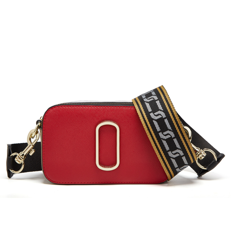 Geantă M pentru cameră – PU, mică geantă crossbody pătrată, curea lată, închidere cu fermoar, buzunar intern cu fermoar