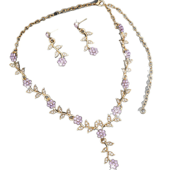 Set de bijuterii din aliaj cu pietre Rhinestone, colier și cercei, lanț în formă de O, stil proaspăt și dulce, primăvara 2025