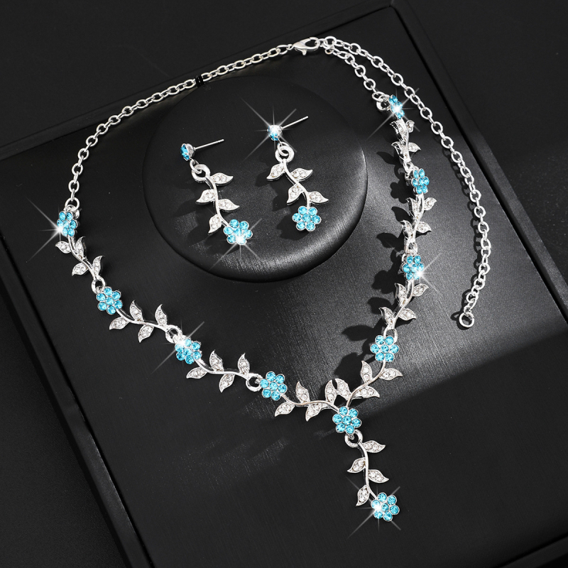 Set de bijuterii din aliaj cu pietre Rhinestone, colier și cercei, lanț în formă de O, stil proaspăt și dulce, primăvara 2025