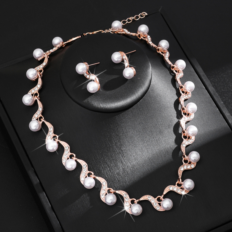 Set de bijuterii din aliaj cu pietre Rhinestone, colier și cercei, lanț în formă de O, stil proaspăt și dulce, primăvara 2025