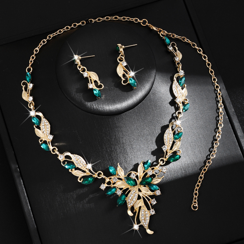 Set de bijuterii din aliaj cu pietre Rhinestone, colier și cercei, lanț în formă de O, stil proaspăt și dulce, primăvara 2025