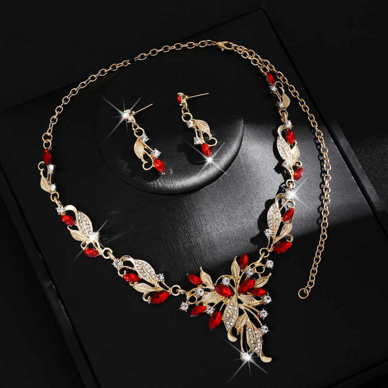 Set de bijuterii din aliaj cu pietre Rhinestone, colier și cercei, lanț în formă de O, stil proaspăt și dulce, primăvara 2025