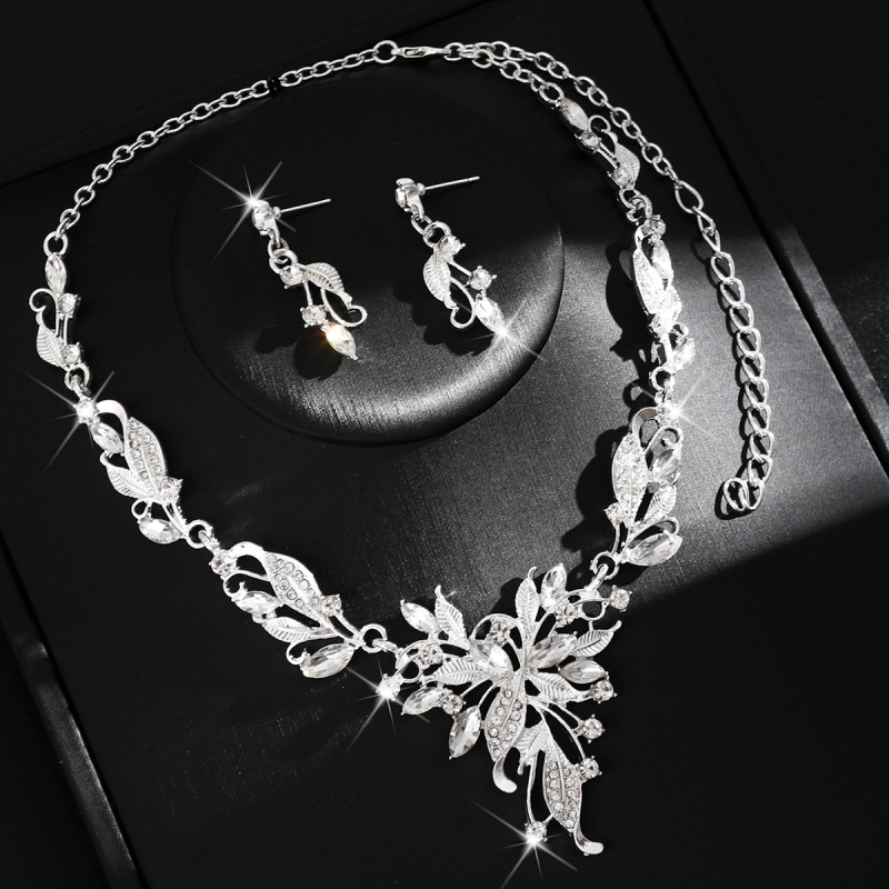 Set de bijuterii din aliaj cu pietre Rhinestone, colier și cercei, lanț în formă de O, stil proaspăt și dulce, primăvara 2025