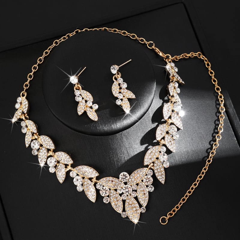 Set de bijuterii din aliaj cu pietre Rhinestone, colier și cercei, lanț în formă de O, stil proaspăt și dulce, primăvara 2025