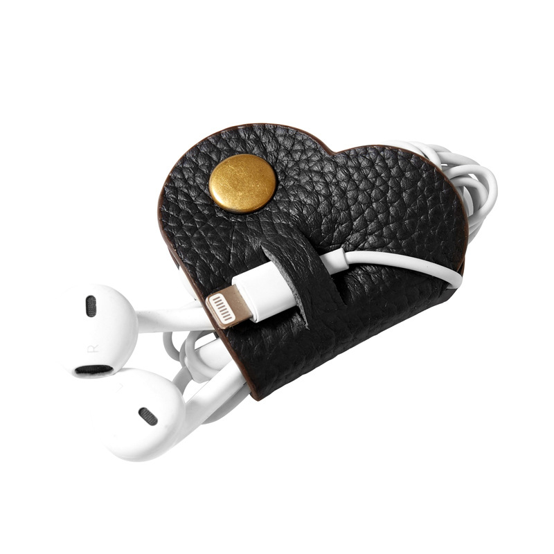 Навивател за кабел за данни – кожа от първи слой, Love тип, минималистичен стил, модел 6938