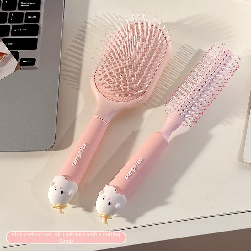 Pieptene portabil anti-static cu pernă de aer pentru păr creț la femei