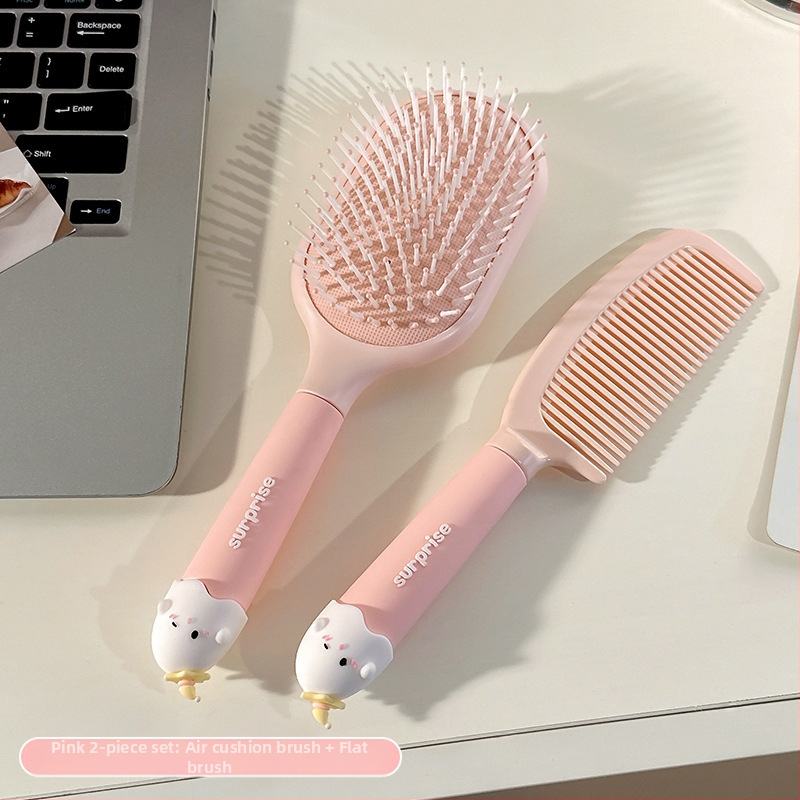 Pieptene portabil anti-static cu pernă de aer pentru păr creț la femei