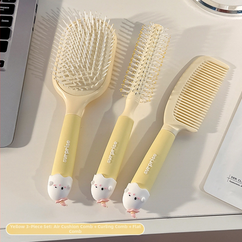 Pieptene portabil anti-static cu pernă de aer pentru păr creț la femei