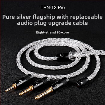 Cablu audio Trn T3 Pro – nucleu din fir de argint Sterling, fir de argint Sterling, mufă audio înlocuibilă, 20 g