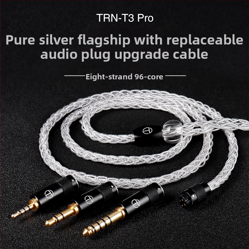 Cablu audio Trn T3 Pro – nucleu din fir de argint Sterling, fir de argint Sterling, mufă audio înlocuibilă, 20 g