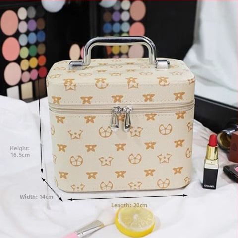 Чанта за грим с огледало, голям капацитет, разширяемо отделение, отваряне с цип, заключваща се