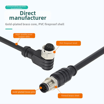 Si saim M12 apaļais savienotājs kabelim, 2–17 vadītāji, vara sakausējuma izolators, zelta pārklājuma kontakti, medicīniskajai elektronikai un rūpnieciskajai automatizācijai.