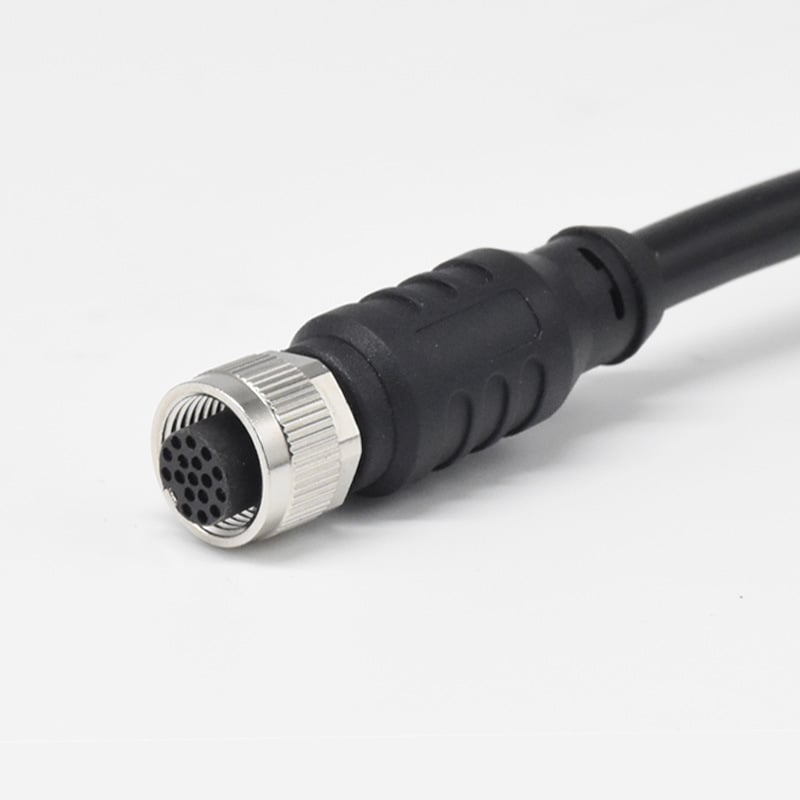 Si saim M12 apaļais savienotājs kabelim, 2–17 vadītāji, vara sakausējuma izolators, zelta pārklājuma kontakti, medicīniskajai elektronikai un rūpnieciskajai automatizācijai.