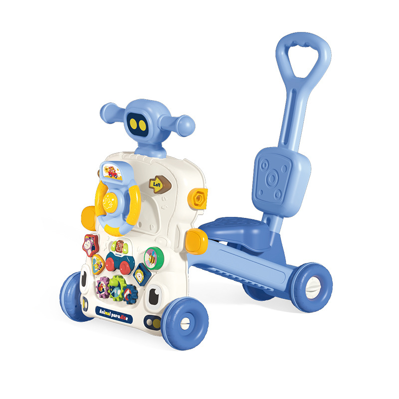 5-in-1 vaikiškas žingsnių žaislas: daugiafunkcinis vaikštynės vežimėlis, plastikinė konstrukcija, tinkamas 0–3 metų amžiui